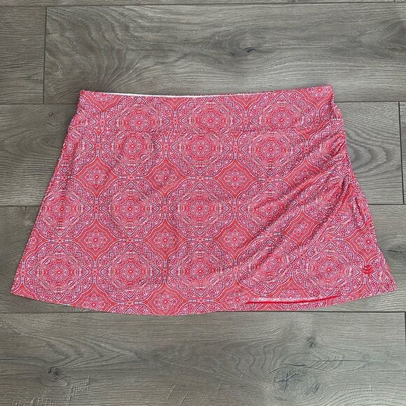 Coolibar Big Wave Pink Print Mid Rise Lined Swim Skirt Skort Size XL - Picture 1 of 12